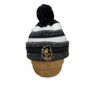 Las Vegas Knights Hockey Beanie Black and White Striped Knit Pom Pom